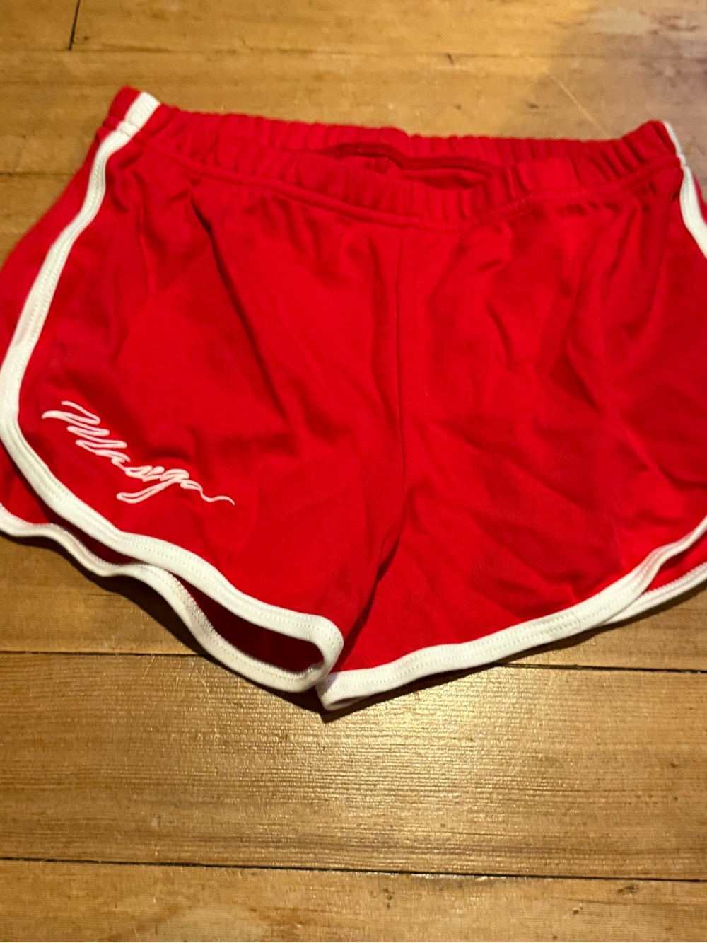 Women's Red Athletic Runner Shorts with White Trim